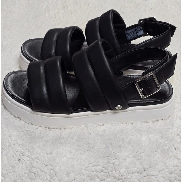 UGG‎ Ashton Slide Black Leather Puffy Platform Slingback Sandals 1124997 Mens 8 main image 10